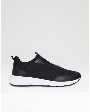 Threadbare Textured Slip On Trainers - Black
