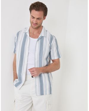 Threadbare Knitted Cotton Blend Short Sleeve Shirt - White