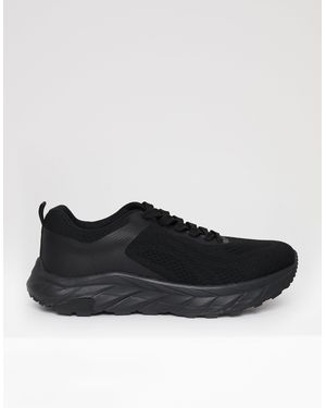 Threadbare Textured Slip On Trainers - Black