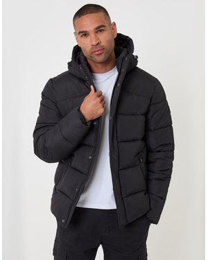 Threadbare The Staple Showerproof Puffer Coat - Black