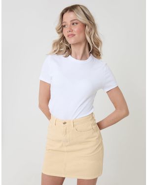 Threadbare Denim Mini Skirt - White