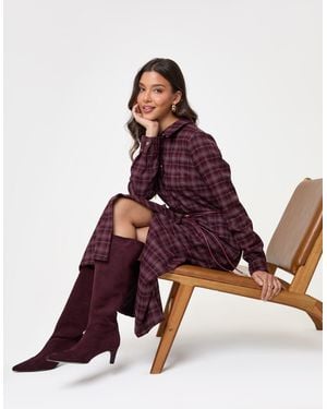 Threadbare Midaxi Shirt Dress With Detachable Belt - Purple