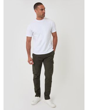 Threadbare Slim Fit Cargo Style Trousers - White