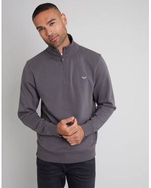 Threadbare Quarter Zip Sweatshirt - Grey