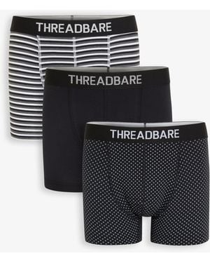 Threadbare 3 Pack Printed Hipster Fit Boxer Shorts - Black