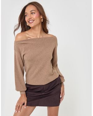 Threadbare The Signature Soft Slash Neck Jumper - Natural