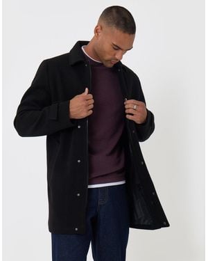 Threadbare Longline Funnel Neck Coat - Blue