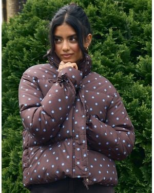 Threadbare Funnel Neck Puffer Coat - Purple