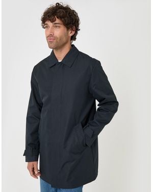 Threadbare Showerproof Collared Longline Mac - Blue