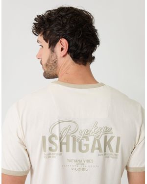 Threadbare Ishigaki Graphic Cotton Ringer T-Shirt - Multicolour