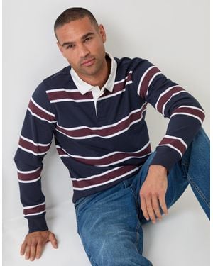 Threadbare Regular Fit Cotton Rugby Polo - Blue