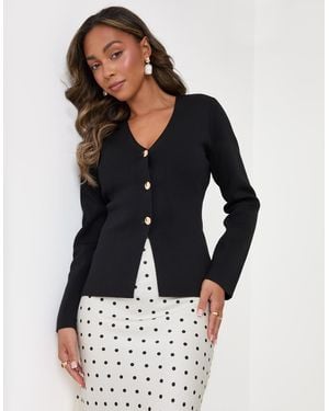 Threadbare Compact Knit V Neck Cardigan - Blue