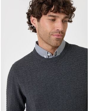 Threadbare Cotton Rich Mock Shirt Crew Neck Jumper - Grey