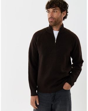 Threadbare Raglan Rib Quarter Zip Knitted Jumper - Black