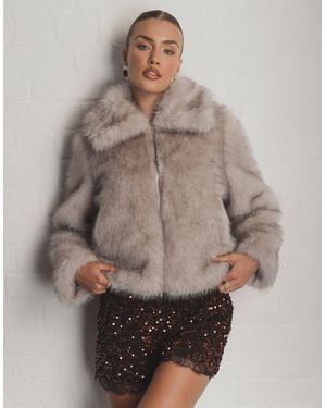 Threadbare Faux Fur Zip Through Coat - Multicolour
