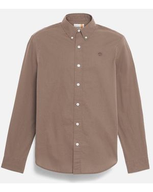 Timberland Long-Sleeve Stretch Poplin Shirt For - Brown