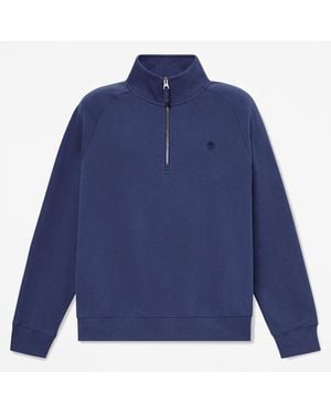 Timberland Exeter River Embroidered Logo Quarter-Zip Sweatshirt For - Blue