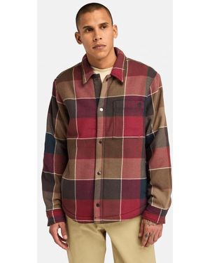 Timberland Fleece-lined Plaid Overshirt For Men In Red, Man, Red, Size: 3xl