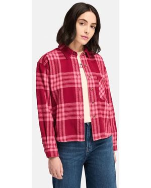 Timberland Midweight Flannel Shirt For Women In Red, Woman, Red, Size: L