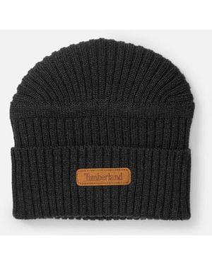 Timberland Gulf Beach Ribbed Beanie In Black, Black