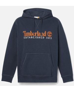 Timberland Established 1973 Embroidered Logo Loopback Hoodie For - Blue