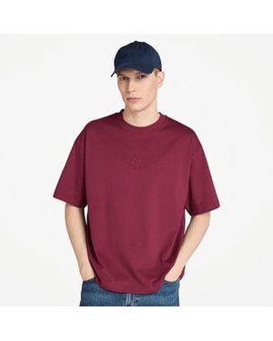Timberland Hampton Tonal Stack Logo T-shirt For Men In Burgundy, Man, Burgundy, Size: 3xl - Red