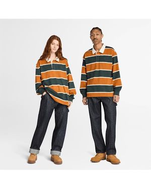 Timberland Rugby Polo Shirt In Brown/dark Green, Brown, Size: L - Black
