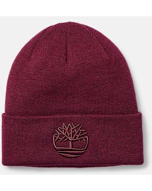 Timberland 3d Embroidered Beanie In Burgundy, Burgundy