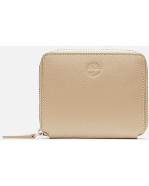 Timberland Leather Square Zip Wallet For Women In Beige, Beige - Natural