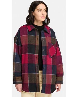 Timberland Heavy Flannel Overshirt For Women In Red, Woman, Red, Size: L