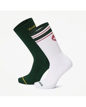 Timberland Retro Logo 2-Pack Crew Sock - Green