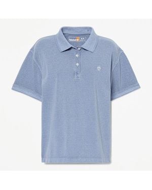 Timberland Garment Dyed Short-Sleeve Pique Polo For - Blue
