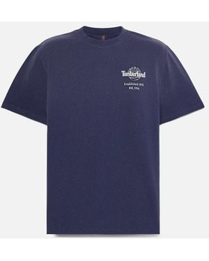 Timberland Sunfaded Tree Logo Graphic Heavyweight T-Shirt For - Blue