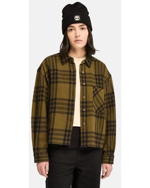 Timberland Midweight Flannel Shirt For Women In Green, Woman, Green, Size: L - Brown