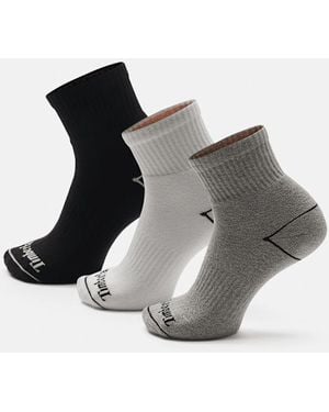 Timberland Bowden 3-pack Full Cushion Quarter Sock In Multi, Multi, Size: L - Black