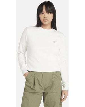 Timberland Brushed Back Crew Sweatshirt For Women In White, Woman, White, Size: L