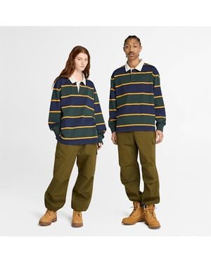 Timberland Rugby Polo Shirt In Dark Blue/dark Green, Blue, Size: 3xl