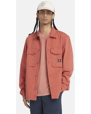 Timberland Washed-look Overshirt For Men In Red, Man, Red, Size: L
