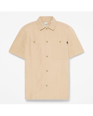 Timberland Cotton-Linen Short-Sleeve Utility Shirt For - Natural