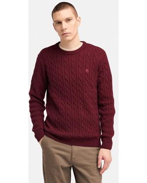 Timberland Phillips Brook Cable Crew Neck Jumper For Men In Dark Red, Man, Red, Size: 3xl
