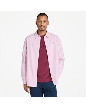 Timberland Oxford Striped Shirt For Men In Pink, Man, Pink, Size: L - Red