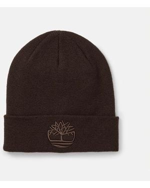 Timberland 3d Embroidered Beanie In Brown, Brown - Green