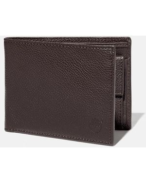 Timberland Kennebunk Leather Bifold Wallet With Coin Pocket For Men In Dark Brown, Man, Brown - Black