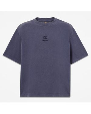 Timberland All Gender Sunwashed Embroidered Logo T-Shirt - Blue
