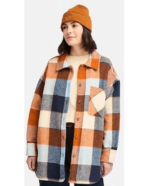 Timberland Heavy Flannel Overshirt For Women In Orange, Woman, Orange, Size: L
