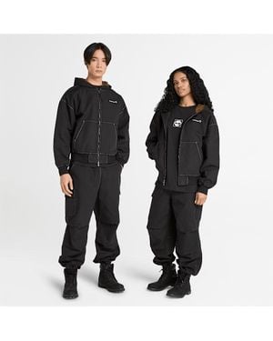 Timberland All Gender Washed Duck Canvas Hooded Bomber - Black