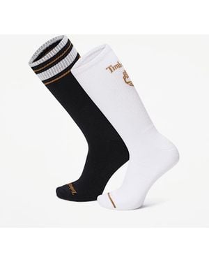 Timberland Retro Logo 2-Pack Crew Sock - Black