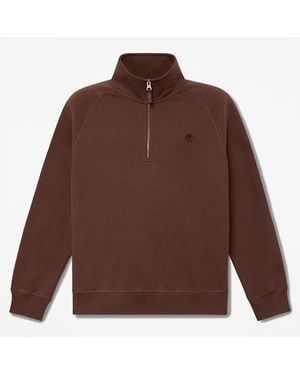 Timberland Exeter River Embroidered Logo Quarter-Zip Sweatshirt For - Brown