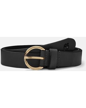 Timberland 30Mm Natural Leather Belt With Twisted Buckle For - Black