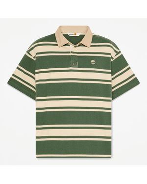 Timberland All Gender Striped Short-Sleeve Rugby Polo - Green